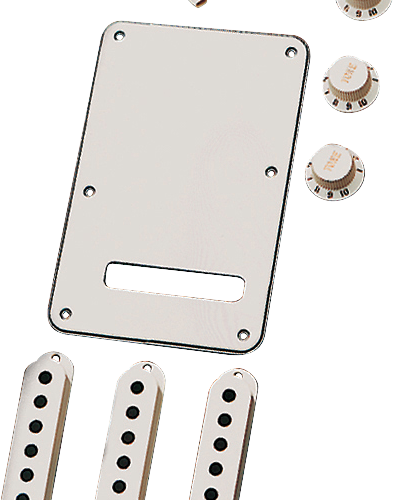 FENDER Accessory Kit Stratocaster Parchment - Pomelli, Cover Pickup, Backplate -