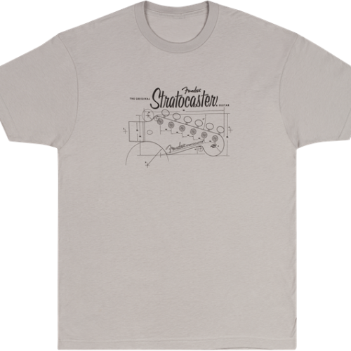 FENDER Strat® Blueprint T-Shirt, Silver, XL