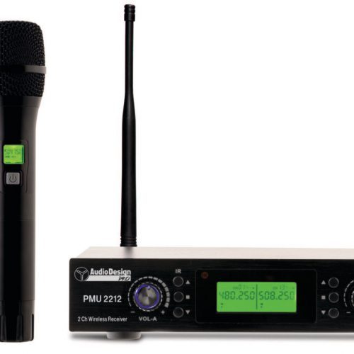 AUDIO DESIGN Sistema wireless 200 Ch., UHF con 2 microfoni a gelato - 2 ch